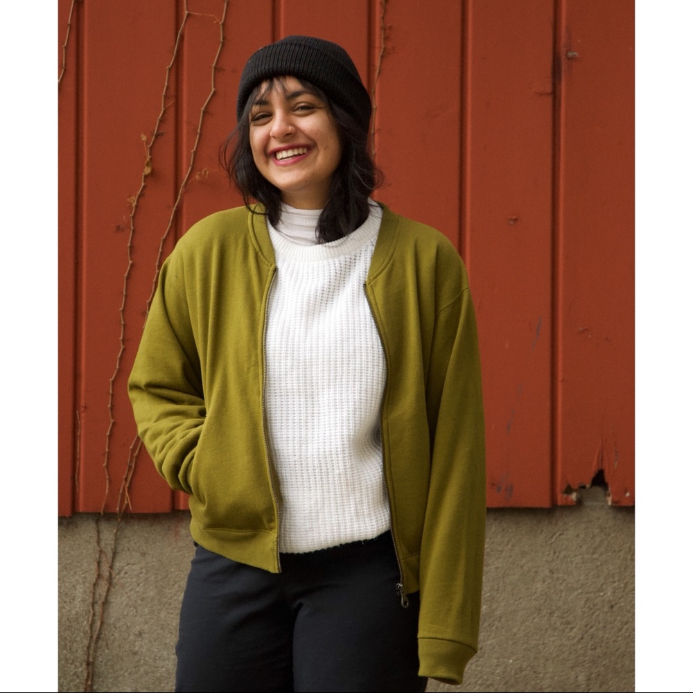 Olive Green Bomber Sweater